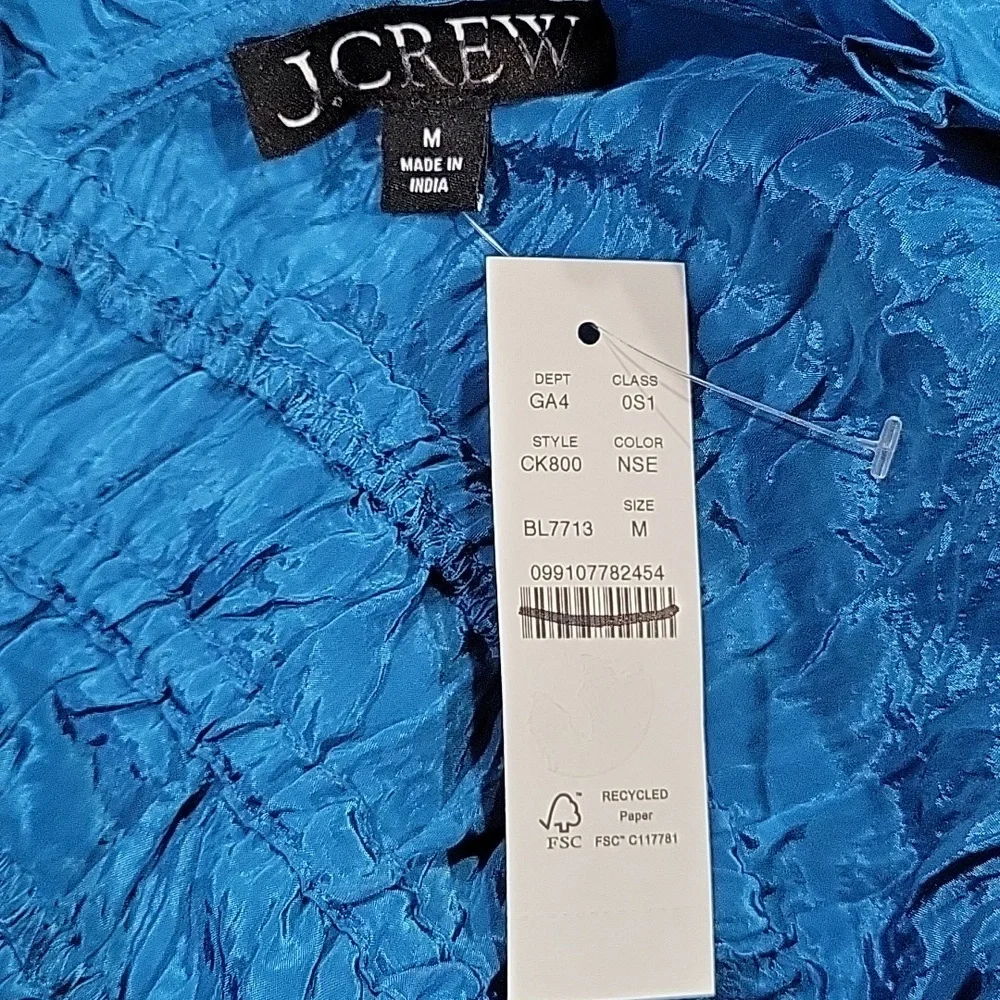 J Crew Palermo dress in viscose-blend crinkle NWT CK800 Blue